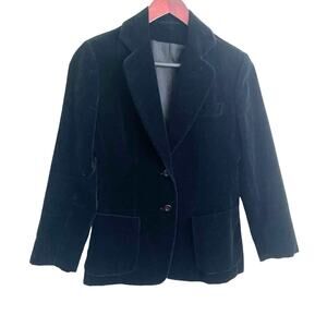VTG Y2K Womens Velvet Jacket 6 Black Edgy Hipster Rocker Witchy Grunge Blazer‎